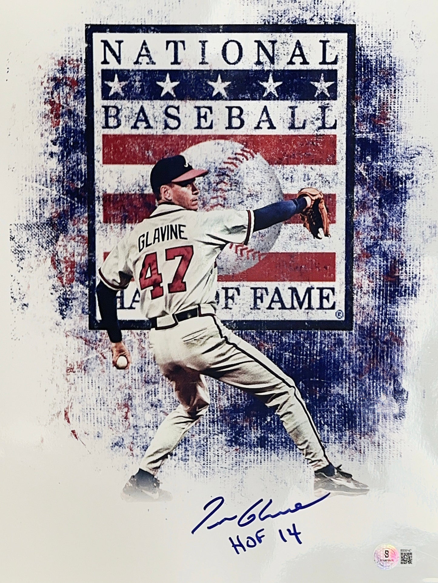 Tom Glavine Autographed Atlanta Braves HOF Edit "HOF 14" Inscribed 11x14 Beckett