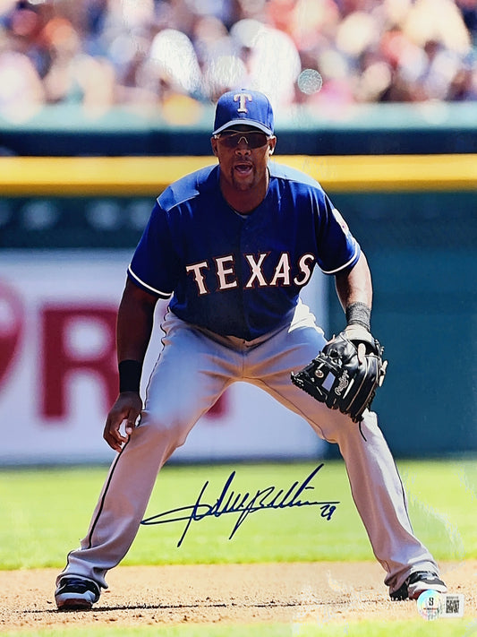 Adrian Beltre Autographed Texas Rangers Stance in Field 11x14 Photo Beckett BAS COA