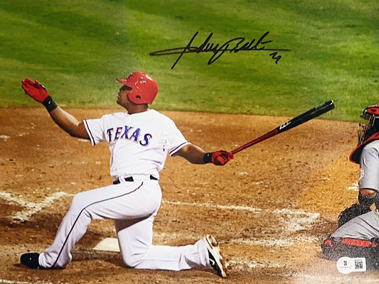 Adrian Beltre Autographed Texas Rangers Swing One Knee White Jersey 11x14 Beckett