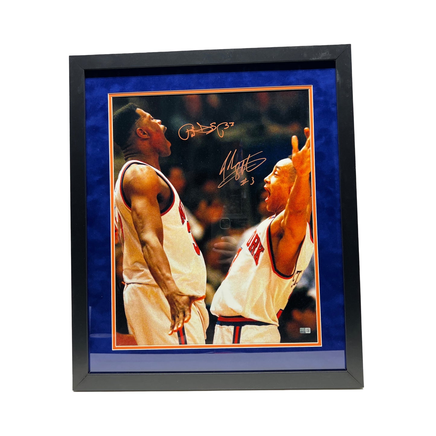 Patrick Ewing & John Starks Autographed New York Knicks Framed 16x20 Steiner CX