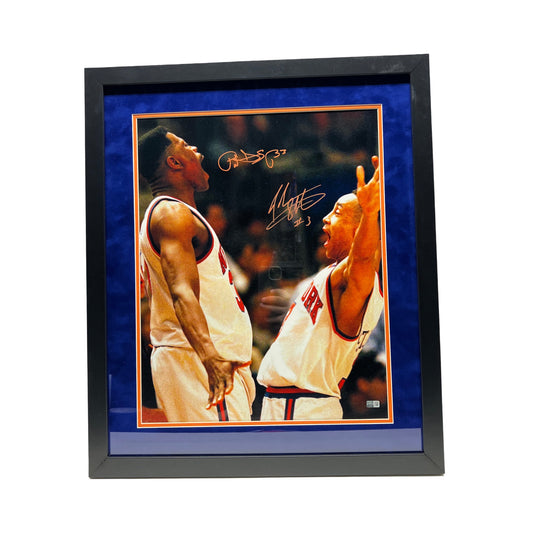 Patrick Ewing & John Starks Autographed New York Knicks Framed 16x20 Steiner CX