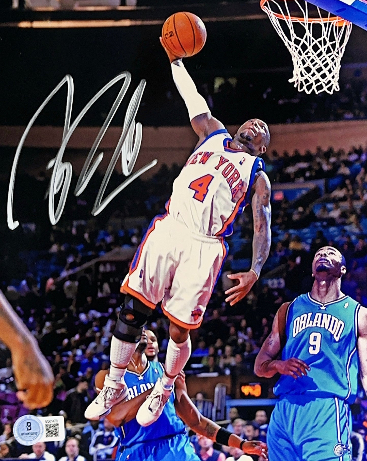 Nate Robinson Autographed New York Knicks White Jersey Dunk Silver Ink 8x10 Beckett
