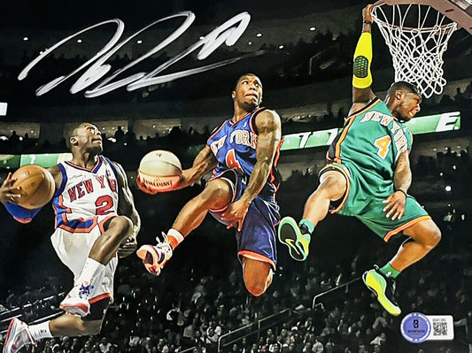 Nate Robinson Autographed New York Knicks Triple Jersey Edit 8x10 Beckett