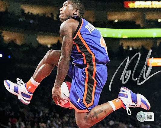 Nate Robinson Autographed New York Knicks Horizontal Between The Legs Dunk Silver Ink 8x10 Beckett