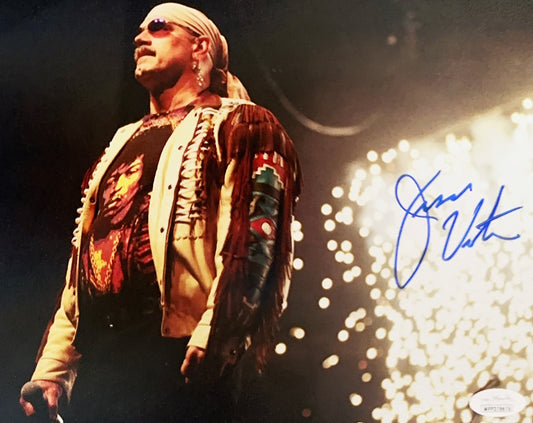 Jesse Ventura Autographed WWE Background Lights 8x10 Photo JSA