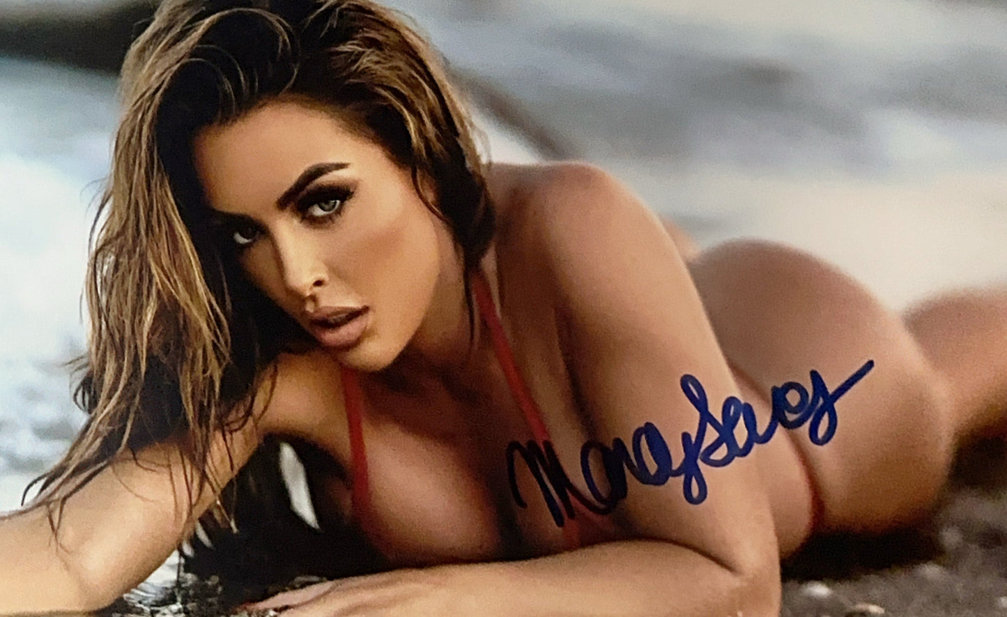 Mandy Rose Autographed WWE On Beach Bikini 8x10 JSA