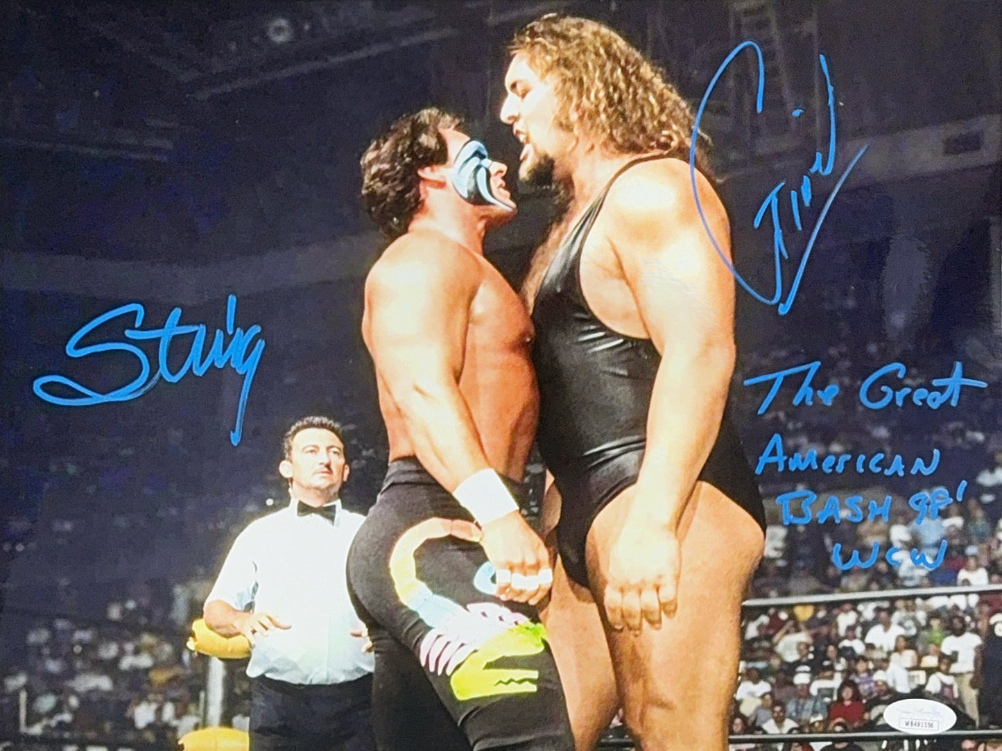 Sting & The Big Show Autographed WWE "The Great American Bash 98 WCW" Inscribed Faceoff 11x14 JSA