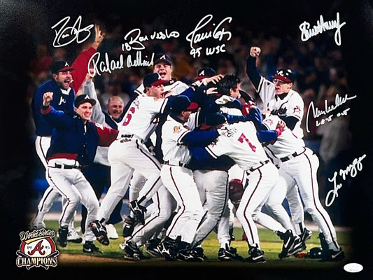 1995 Atlanta Braves Champions Multi Autographed Celebration 16x20 JSA