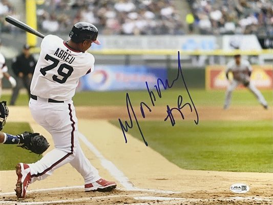 Jose Abreu Autographed Chicago White Sox Swing From Back 11x14 Photo JSA