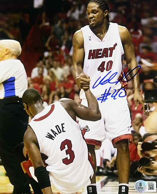 Udonis Haslem Autographed Miami Heat With Dwayne Wade 8x10 Beckett