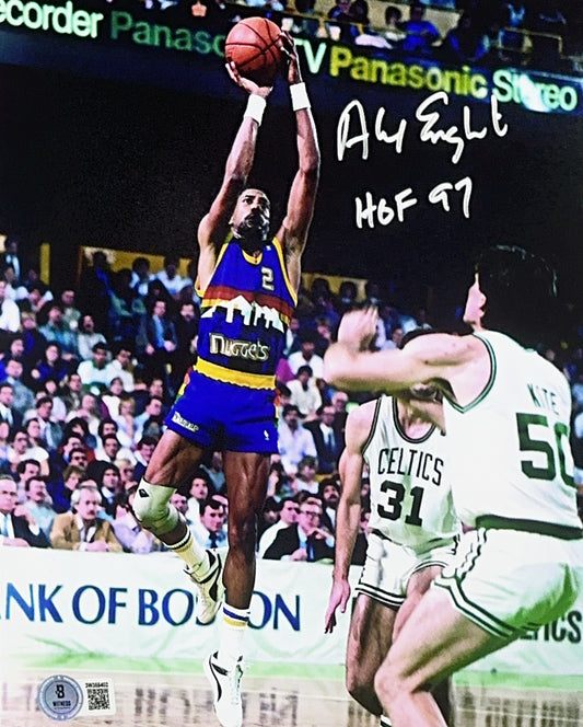Alex English Autographed Denver Nuggets "HOF 17" Inscribed Shooting 8x10 Beckett