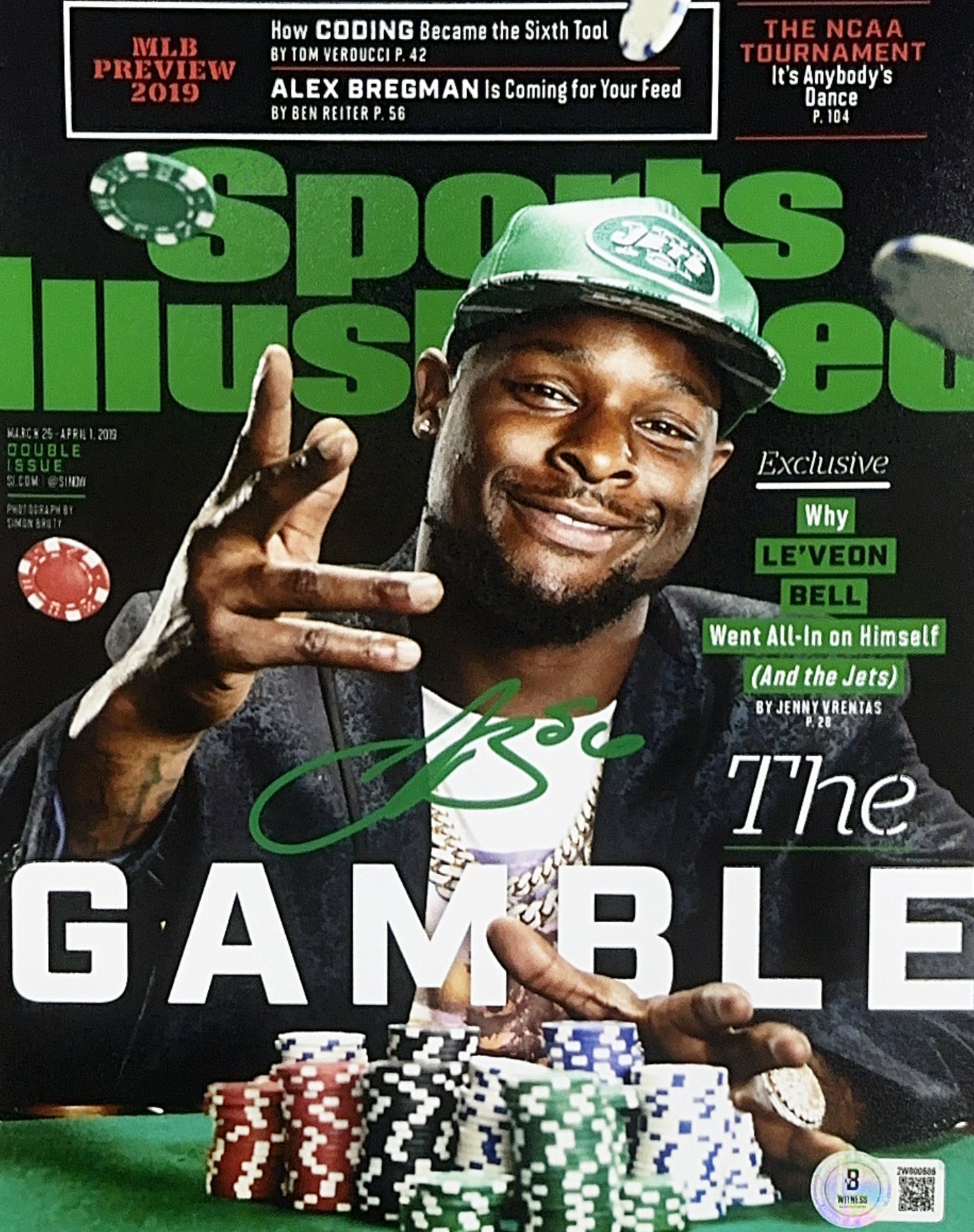 Leveon Bell Autographed New York Jets Sports Illustrated Gamble 8x10 Beckett