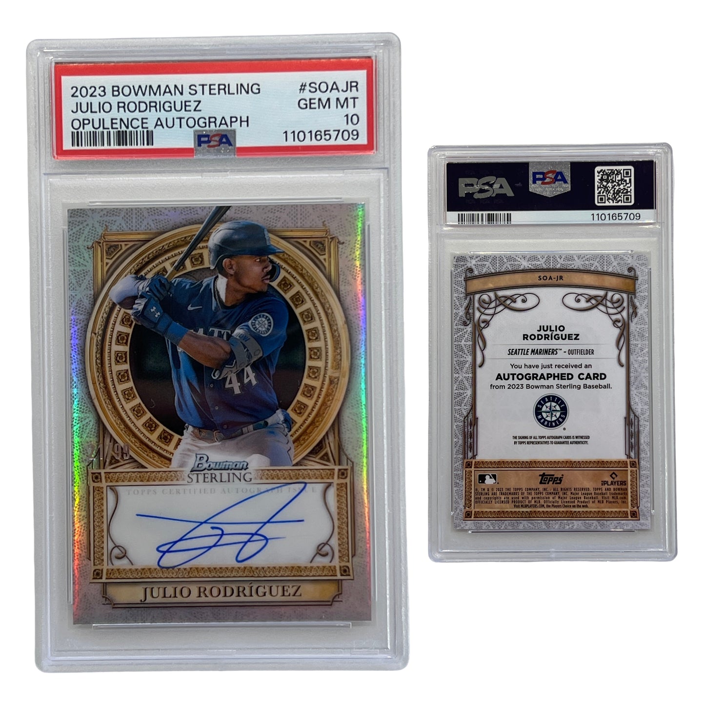 2023 Julio Rodriguez Bowman Sterling Opulence Autograph /99 #SOAJR PSA GEM MT 10
