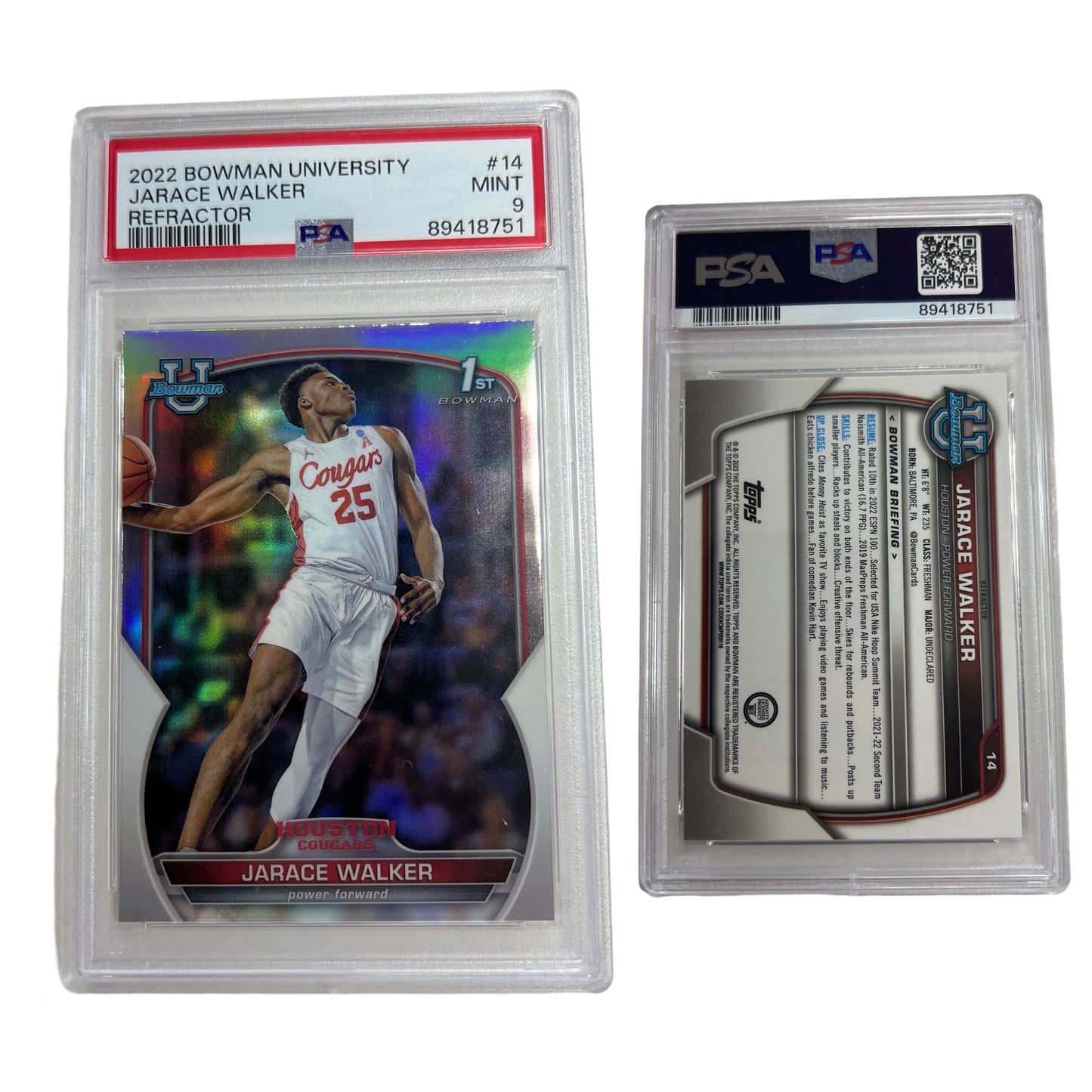 2022 Jarace Walker Bowman University Refractor #14 PSA MINT 9