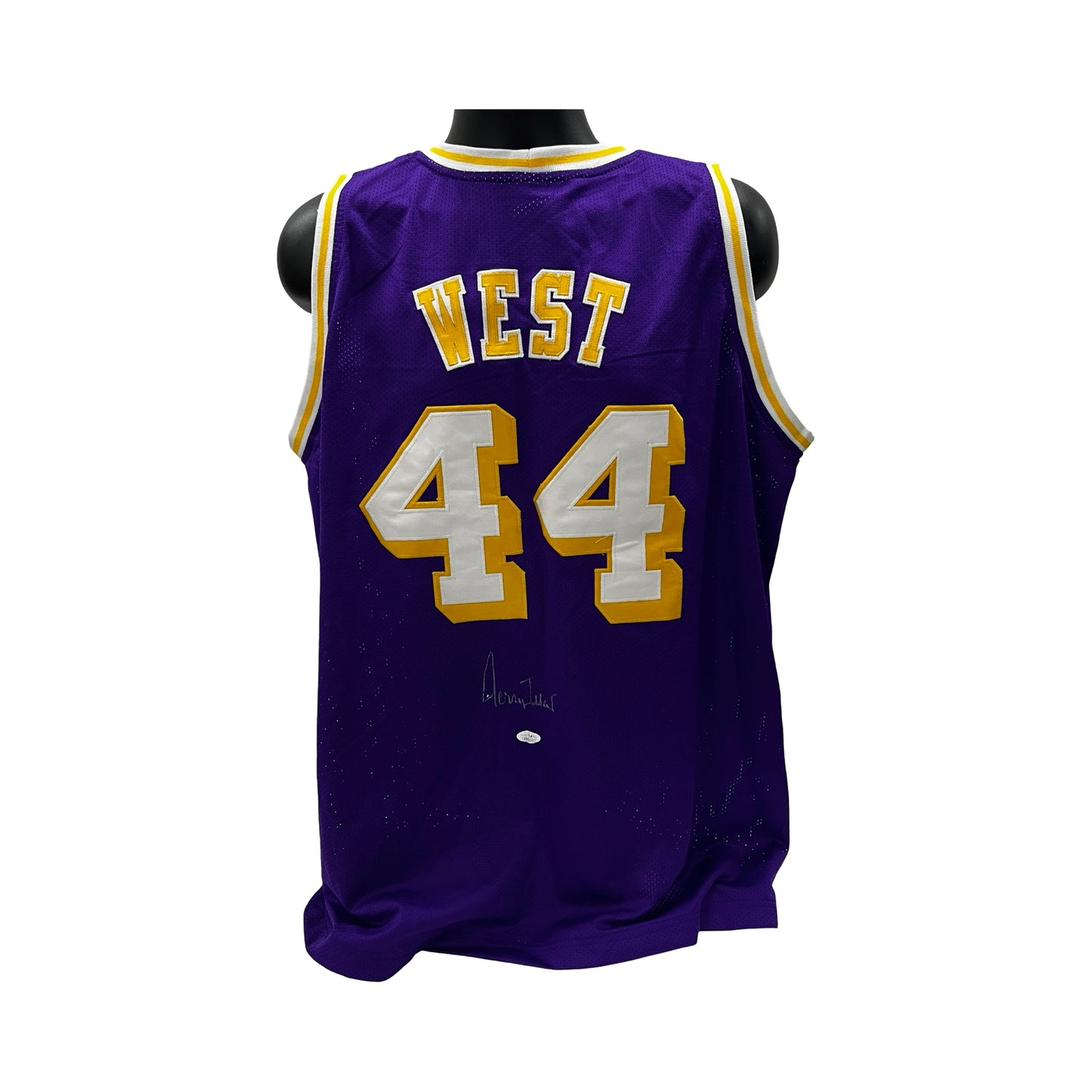 Jerry West Autographed Los Angeles Lakers Purple Jersey JSA