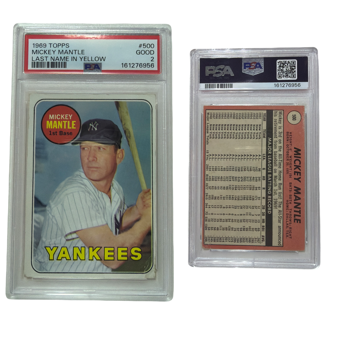 1969 Topps Mickey Mantle PSA 2!