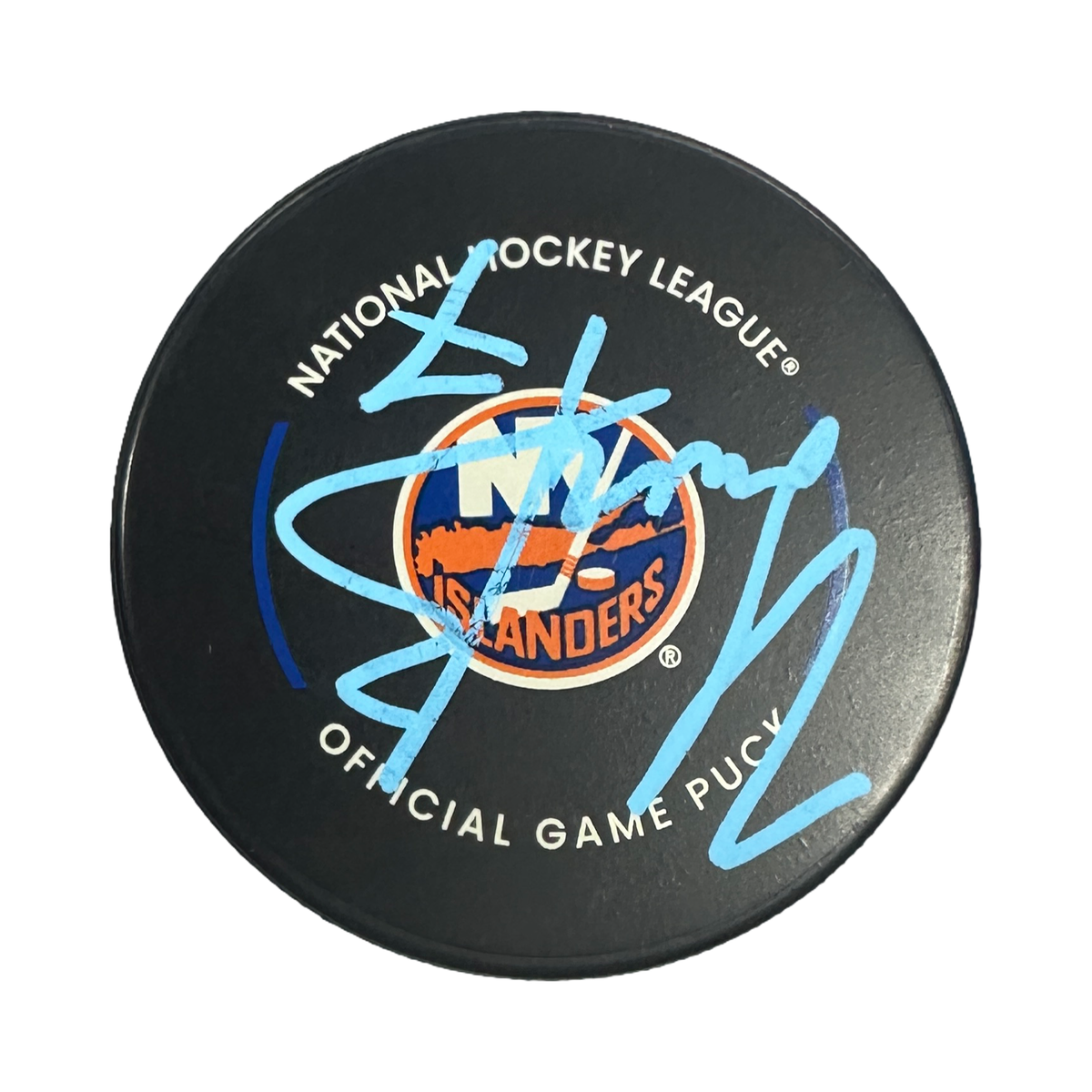 Maxim Tsyplakov Autographed New York Islanders Logo Puck JSA