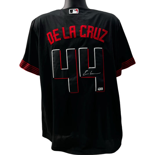 Elly De La Cruz Autographed Cincinnati Reds Black Nike Jersey Beckett