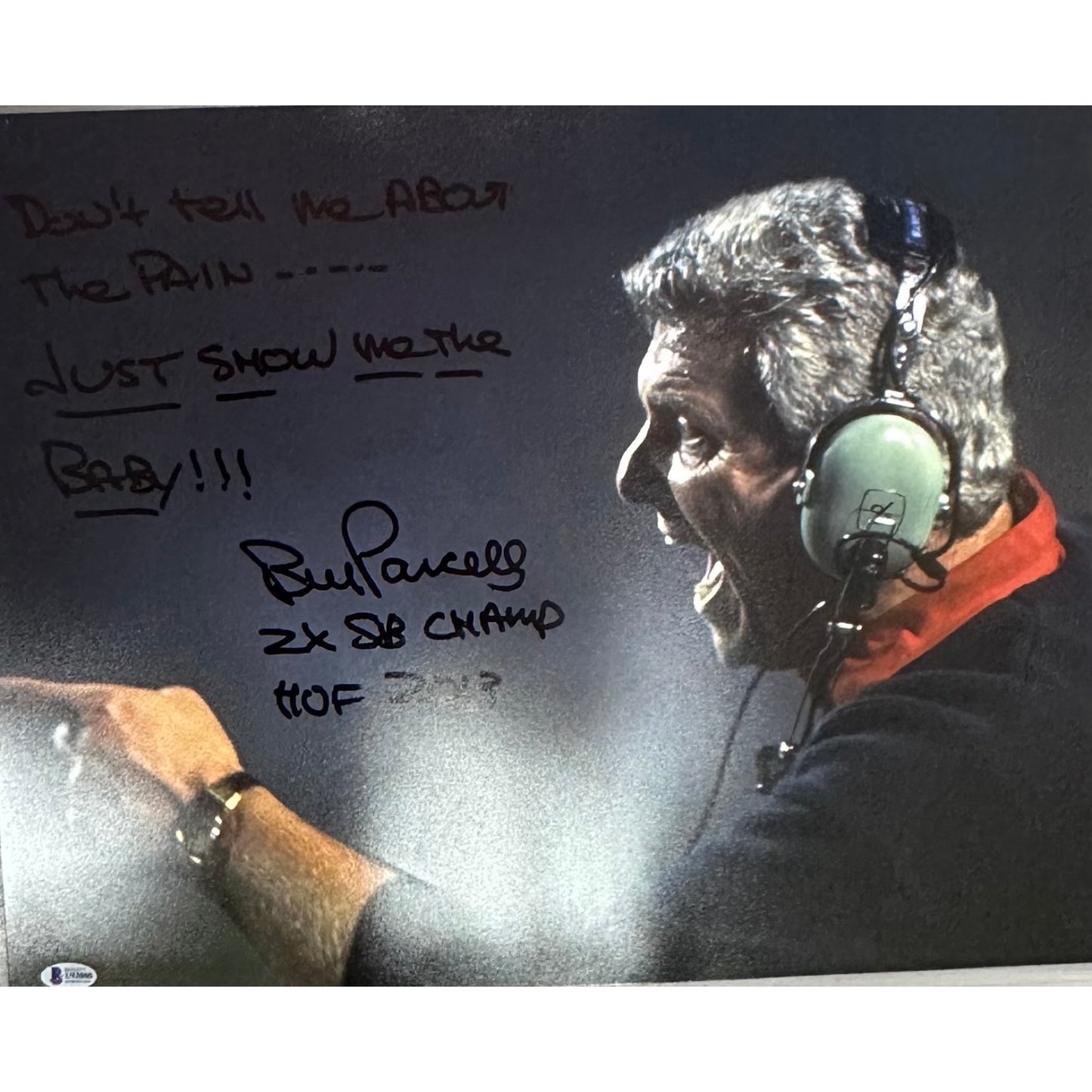 Bill Parcells inscribed 16x20 Beckett BAS