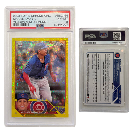 2023 Miguel Amaya Topps Chrome Update Yellow Mini Diamond /75 #USC164 PSA NM-MT 8