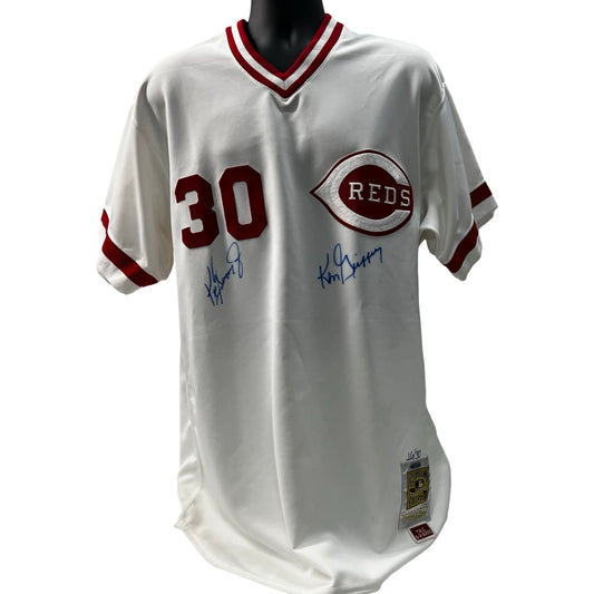 Ken Griffey Jr. & Ken Griffey Sr. Autographed Cincinatti Reds White Mitchell & Ness Jersey Upper Deck