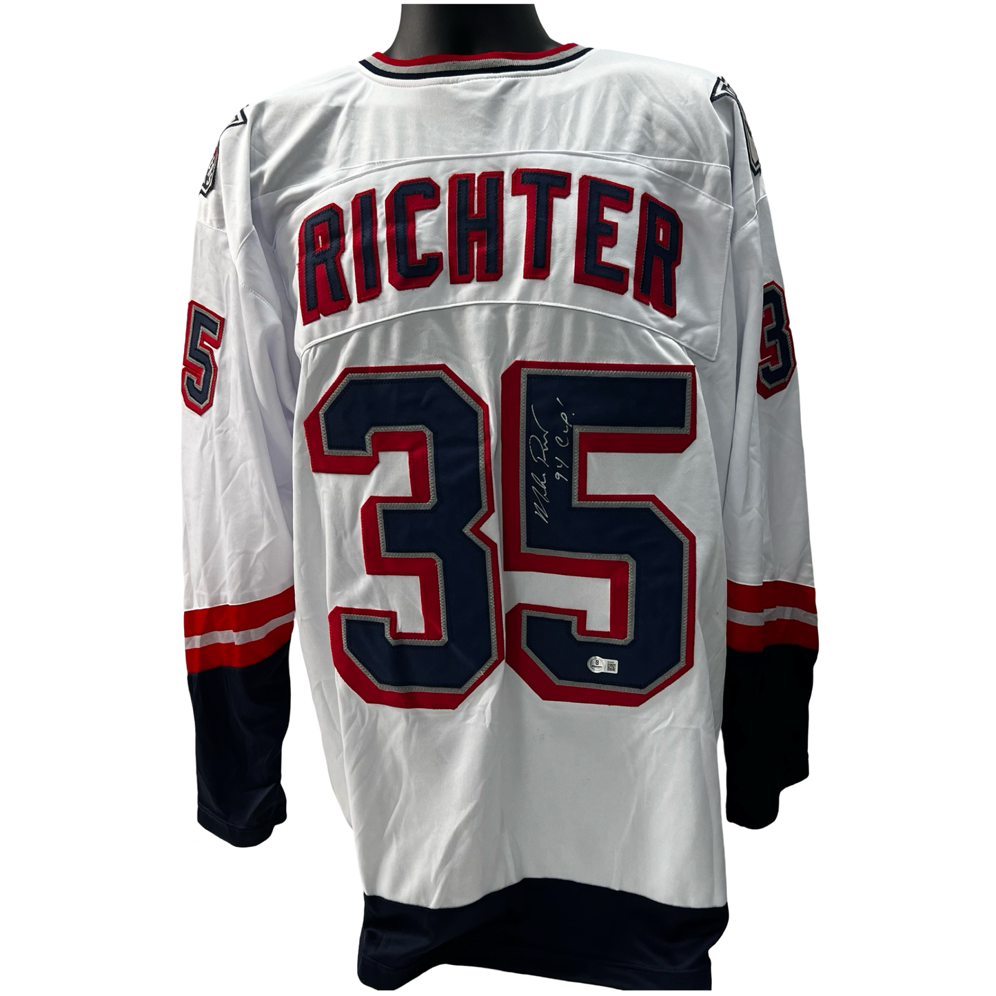 Mike Richter Autographed New York Rangers Liberty Jersey 94 Cup Inscription Beckett
