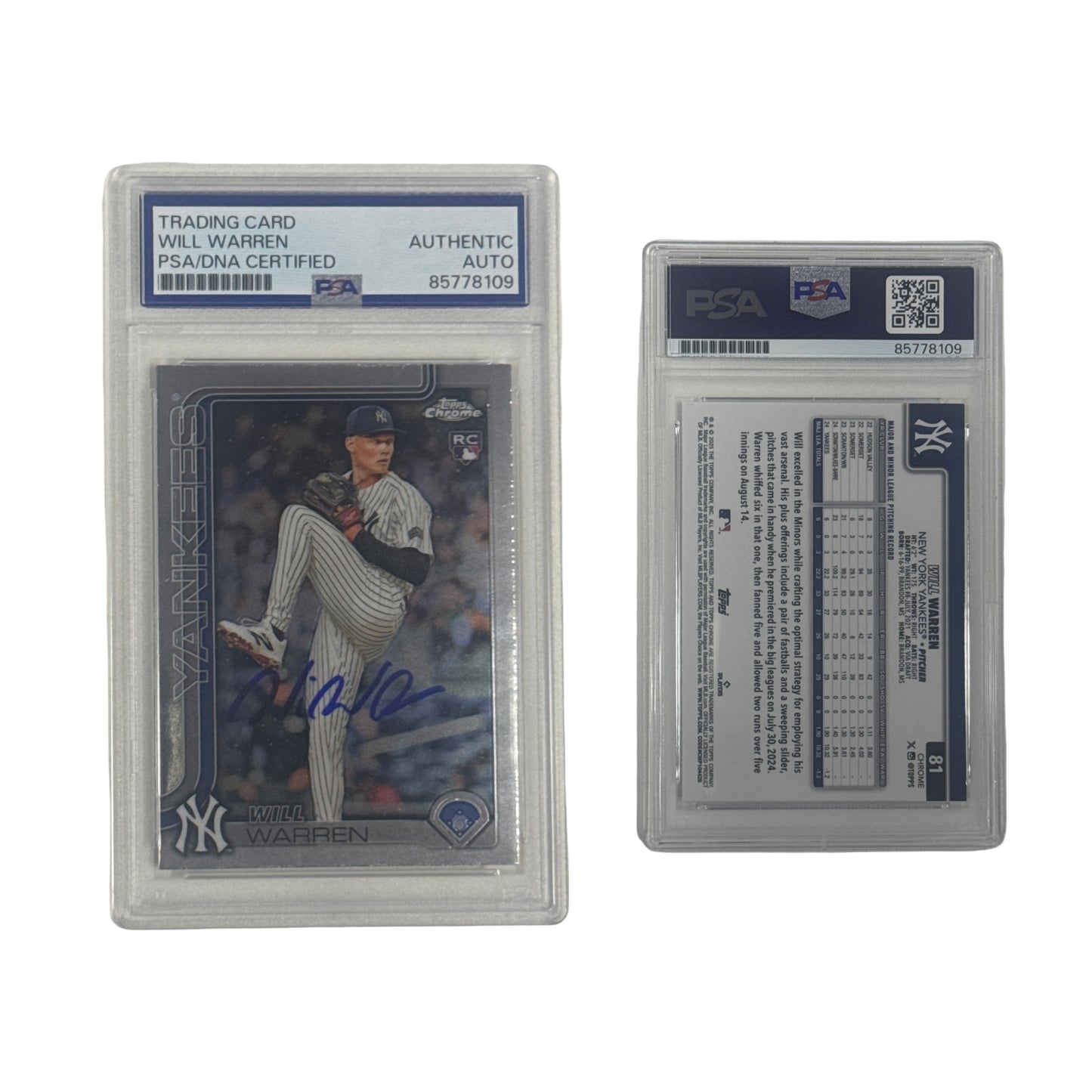2025 Will Warren Topps Chrome #81 Autographed PSA Auto Authentic
