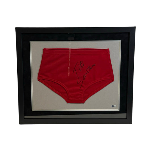 Tito Santana Autographed WWE WWF Framed Red Trunks Beckett 20x24 Framed