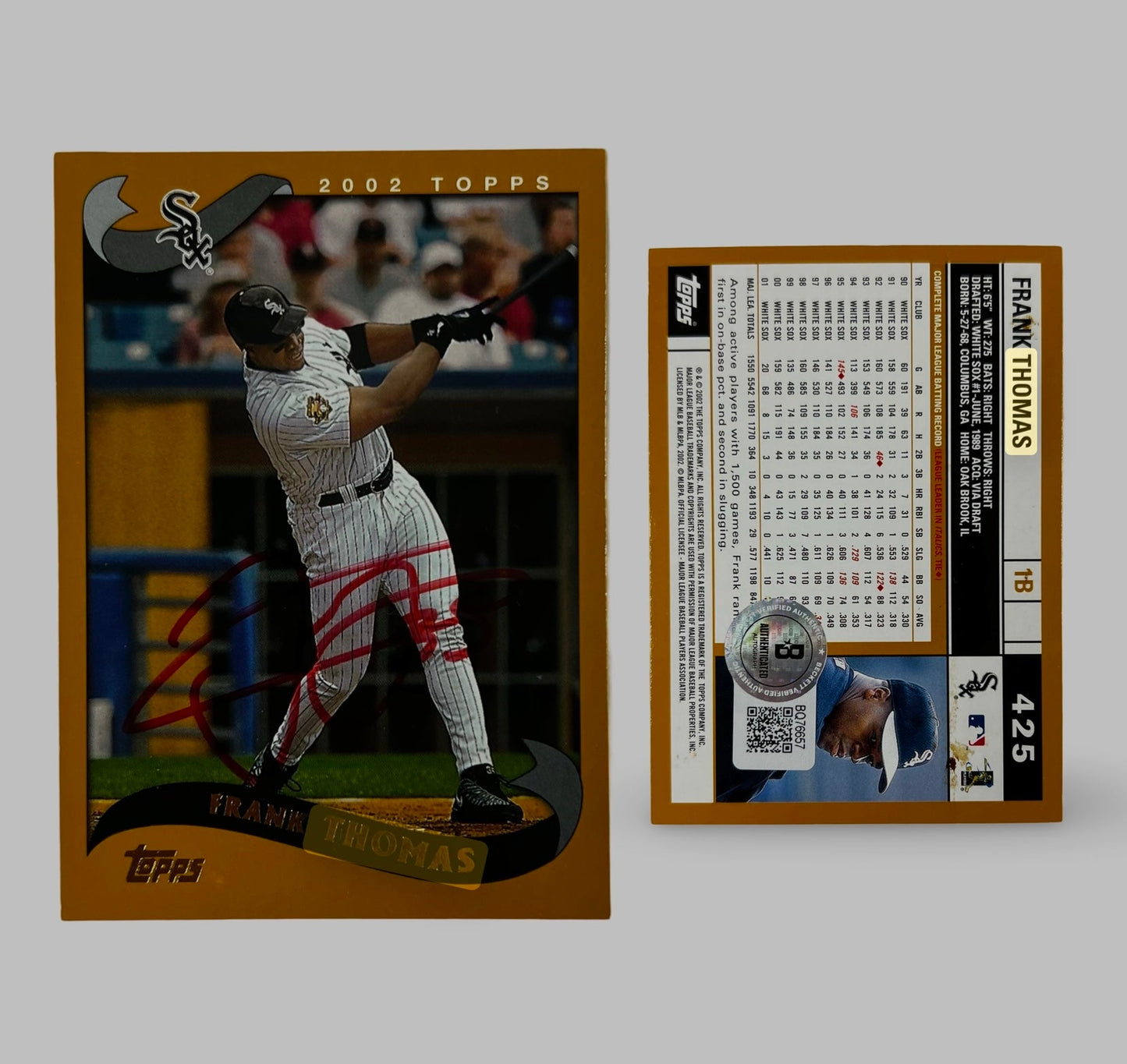 2002 Frank Thomas Topps #425 Auto Beckett