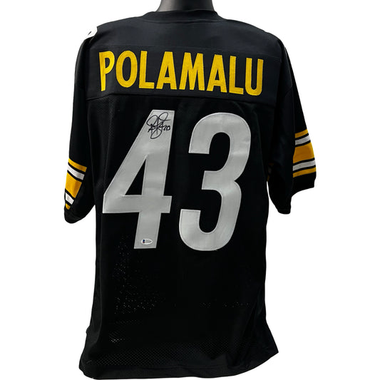Troy Polamalu Autographed Pittsburgh Steelers Black Jersey Beckett
