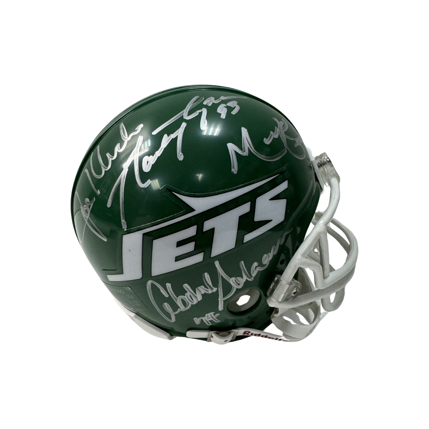 New York Jets Sack Exchange Autographed New York Jets Old School Green Mini Helmet BC Sports