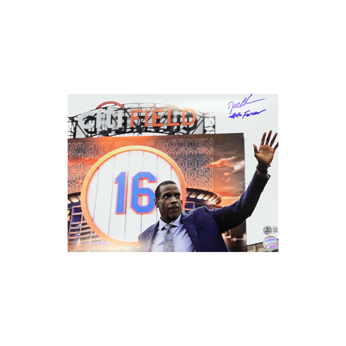 Doc Gooden Autographed New York Mets Number Retirement 11x14 “#16 Forever” Inscription Beckett