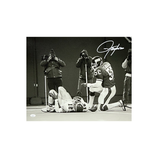 Lawrence Taylor Autographed New York Giants B&W Sack 16x20 JSA