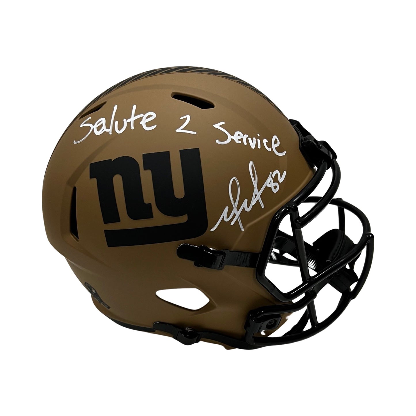 Mario Manningham Autographed New York Giants Salute to Service Replica Helmet "Service 2 Service" Inscription Steiner CX