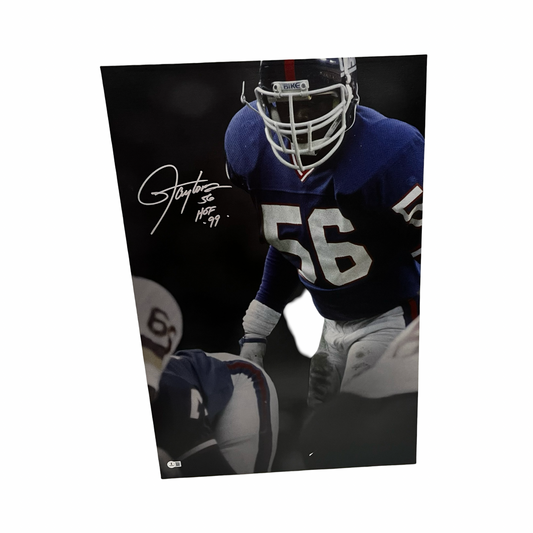 Lawrence Taylor Autographed Artwork Canvas Beckett