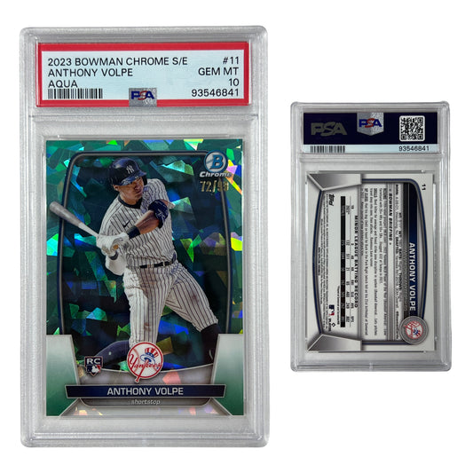 2023 Anthony Volpe Bowman Chrome Sapphire Edition Aqua /99 #11 PSA GEM MT 10