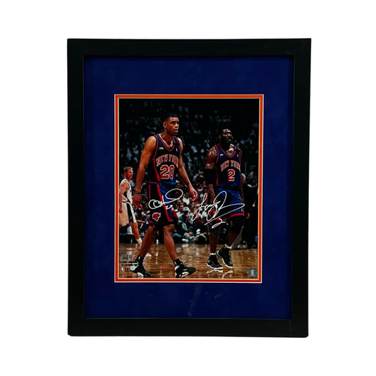 Larry Johnson & Allan Houston New York Knicks Framed Vertical 11x14 Steiner CX