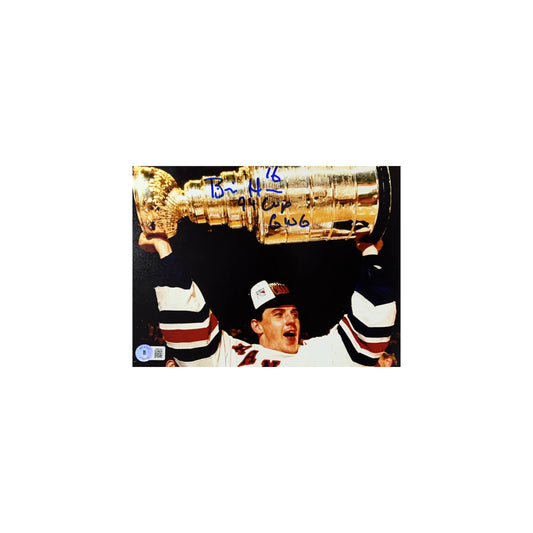 Brian Noonan Autographed New York Rangers 8x10 Holding Cup Beckett