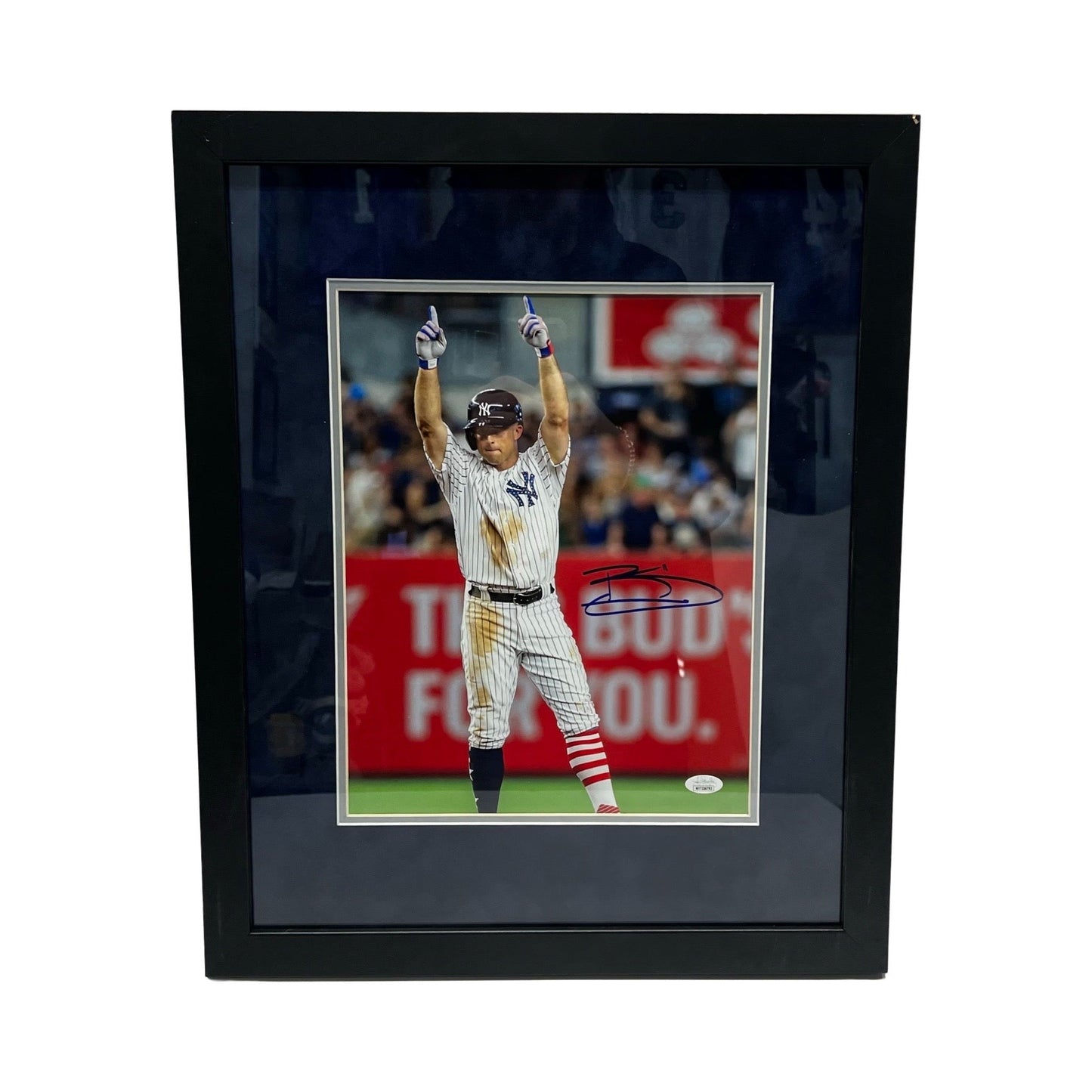 Brett Gardner Autographed New York Yankees Finger Point 11x14 JSA - Framed