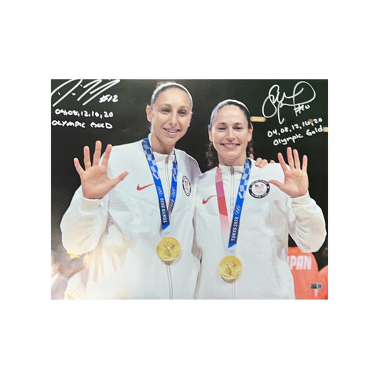 Diana Taurasi & Sue Bird Autographed 16x20 "04, 08, 12, 16, 20 Olympic Gold" Steiner CX