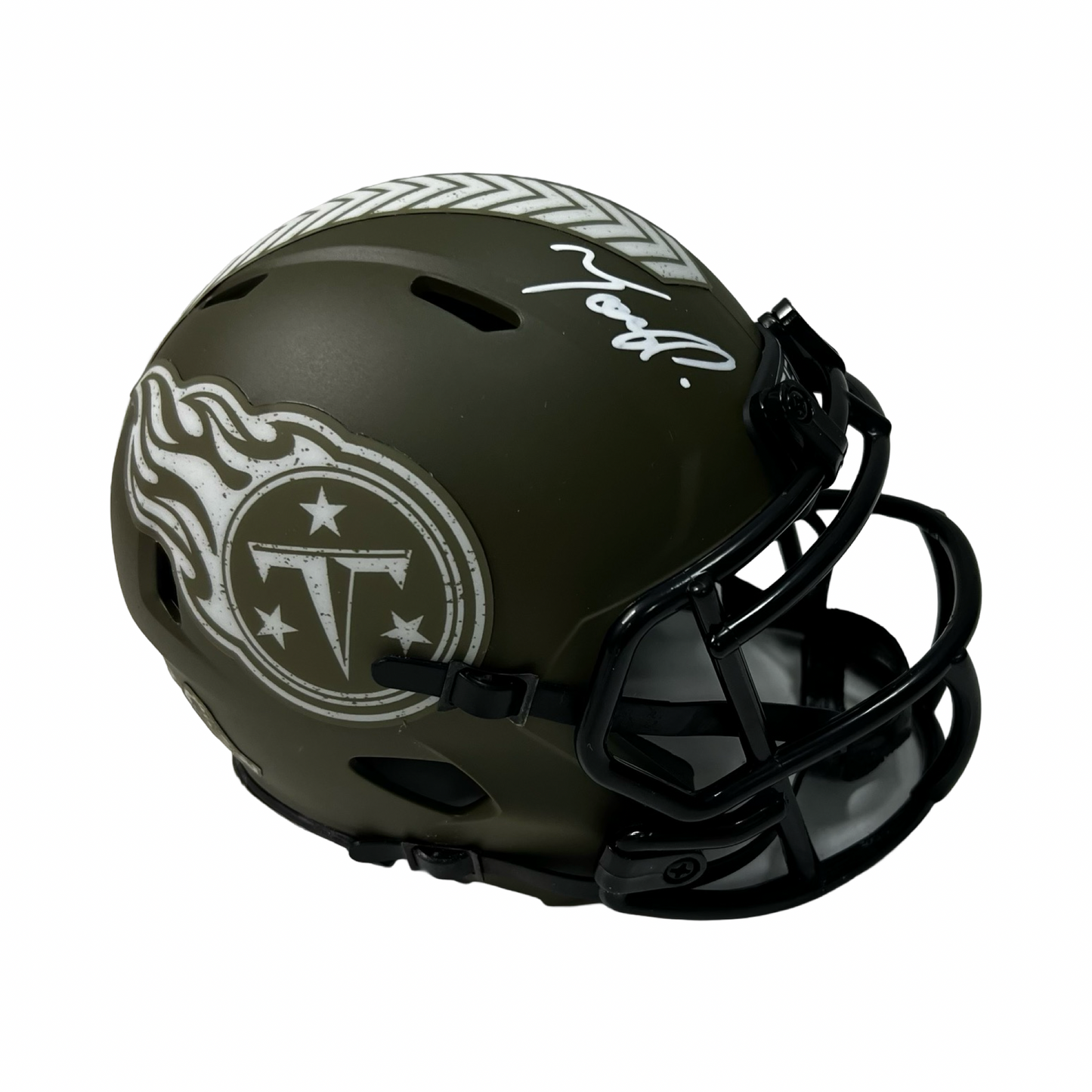 Tony Pollard Autographed Tennessee Titans Salute To Service Mini Helmet Beckett