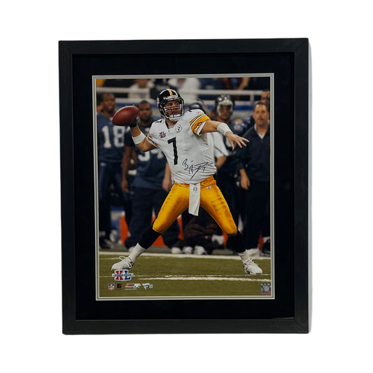 Ben Roethlisburger Autographed Pittsburgh Steelers Throw Framed 16x20 Fanatics