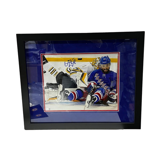 Vincent Trocheck Autographed New York Rangers Goalie Crash 11x14 Steiner CX - Framed