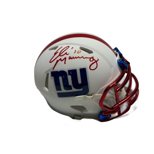 Eli Manning Autographed New York Giants Flat White Speed Mini Helmet Fanatics