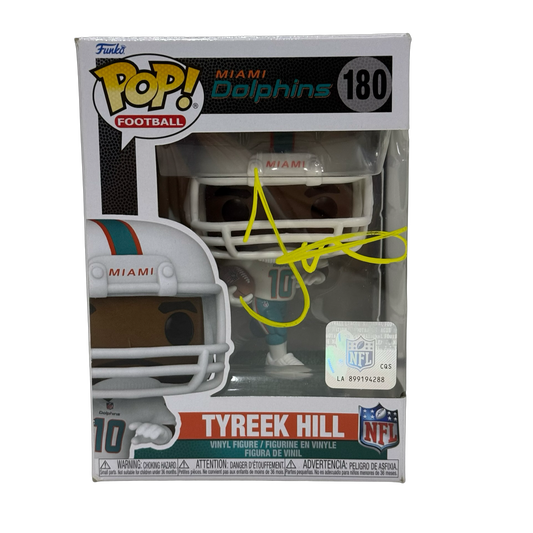 Tyreek Hill Autographed Miami Dolphins Funko Pop #180 Yellow Ink Beckett