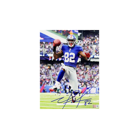 Mario Manningham Autographed New York Giants Jump 8x10 Steiner CX