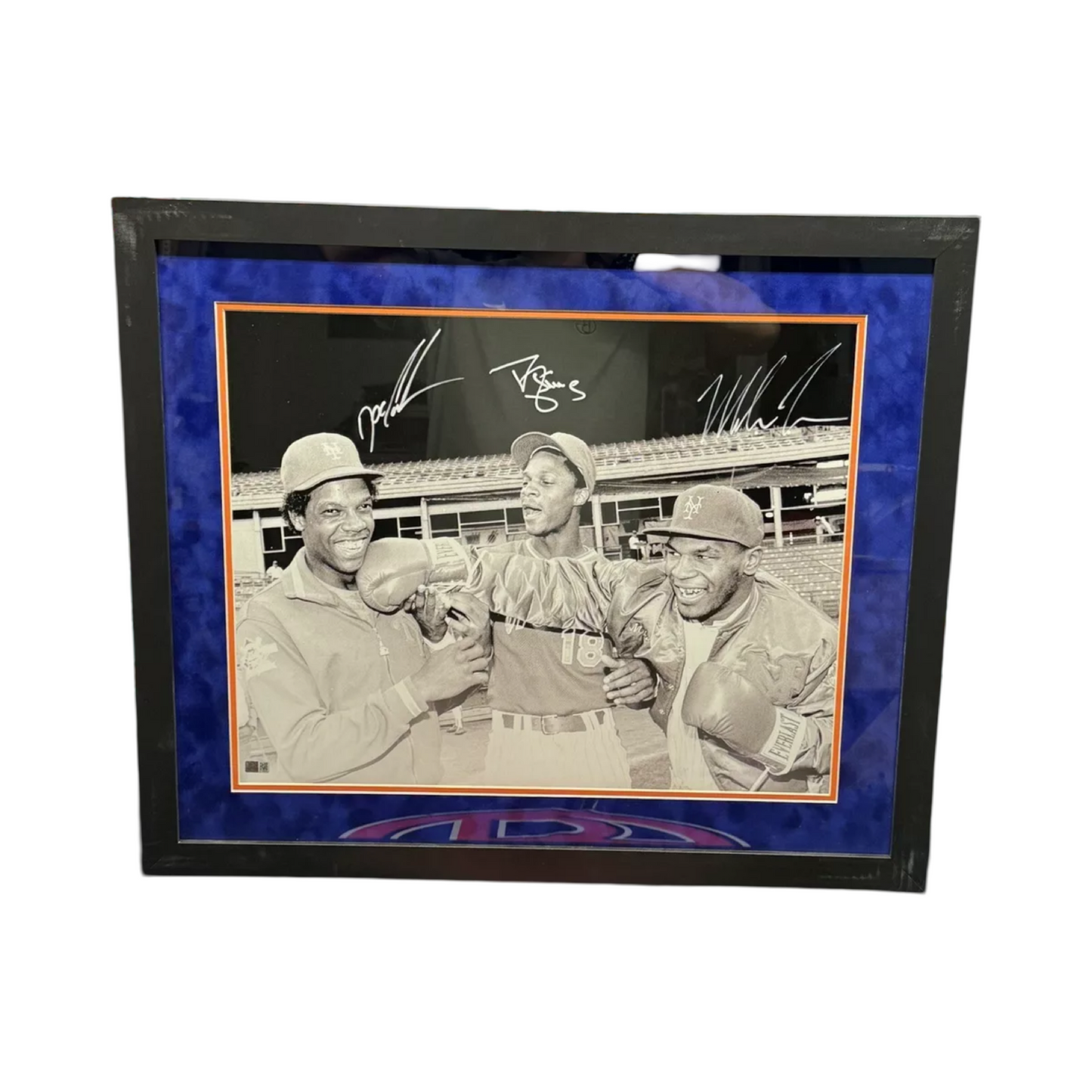 Mike Tyson Doc Gooden Darryl Strawberry Shea Stadium White Out White Ink Framed 16X20 Steiner CX