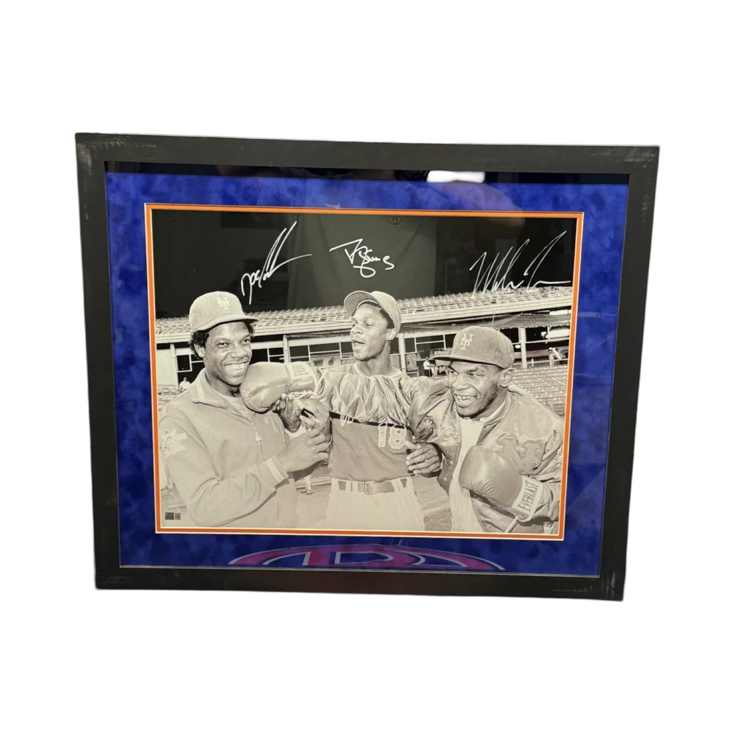 Mike Tyson Doc Gooden Darryl Strawberry Shea Stadium White Out White Ink 16X20 Steiner CX - Framed