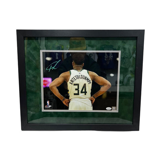 Giannis Antetokounmpo Autographed Milwaukee Bucks Framed 11x14 JSA