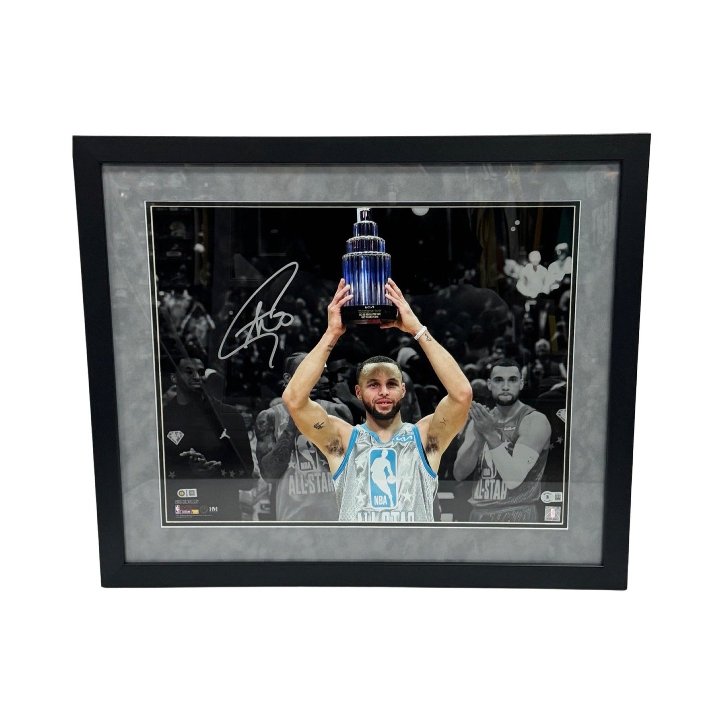 Steph Curry Autographed Golden State Warriors All Star MVP 16x20 Beckett - Framed